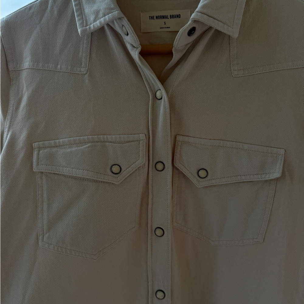 The Normal Brand Light Beige Snap-Front Utility dress